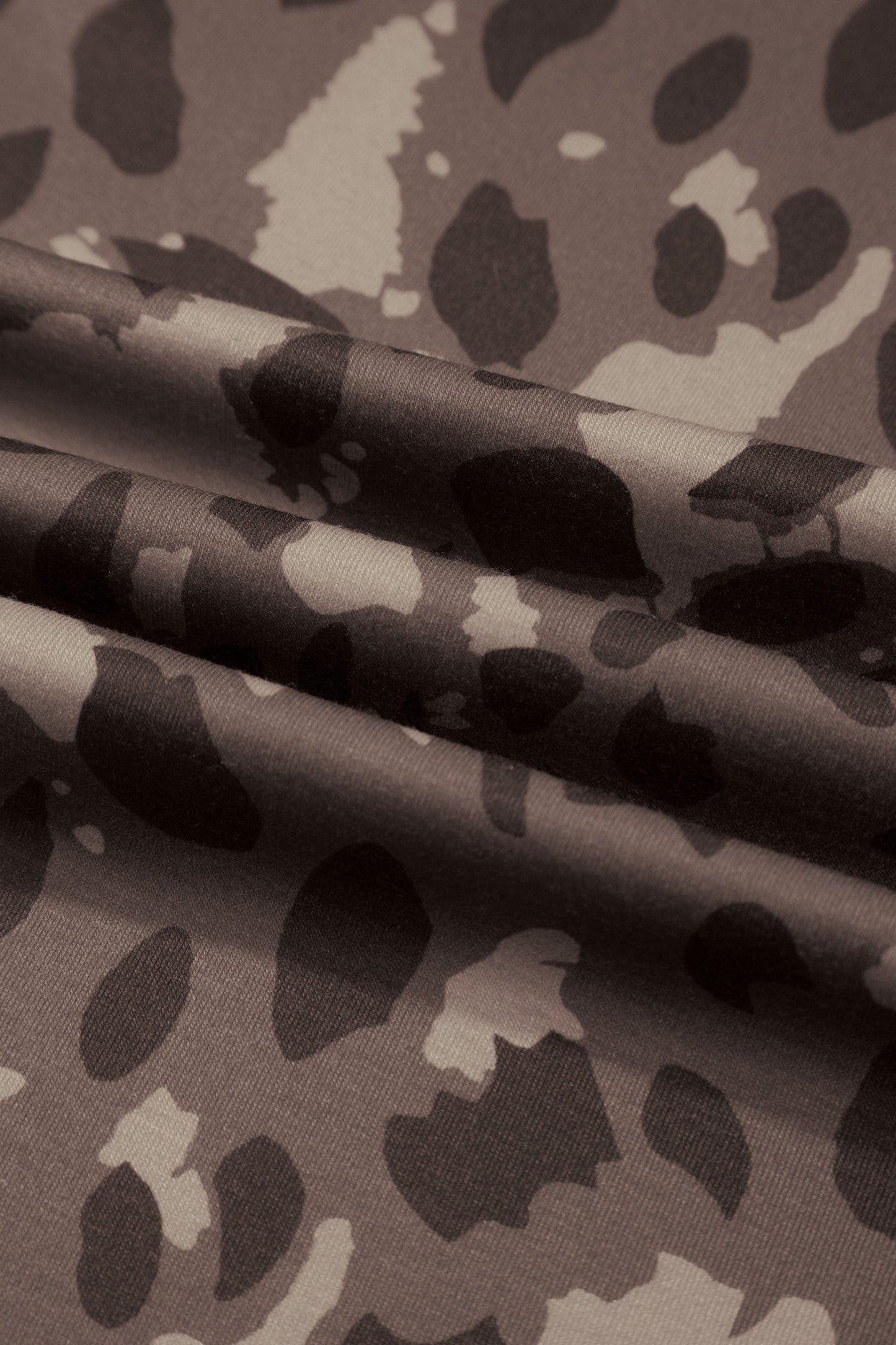 Brown Camo Print Wide Leg Casual Pants
