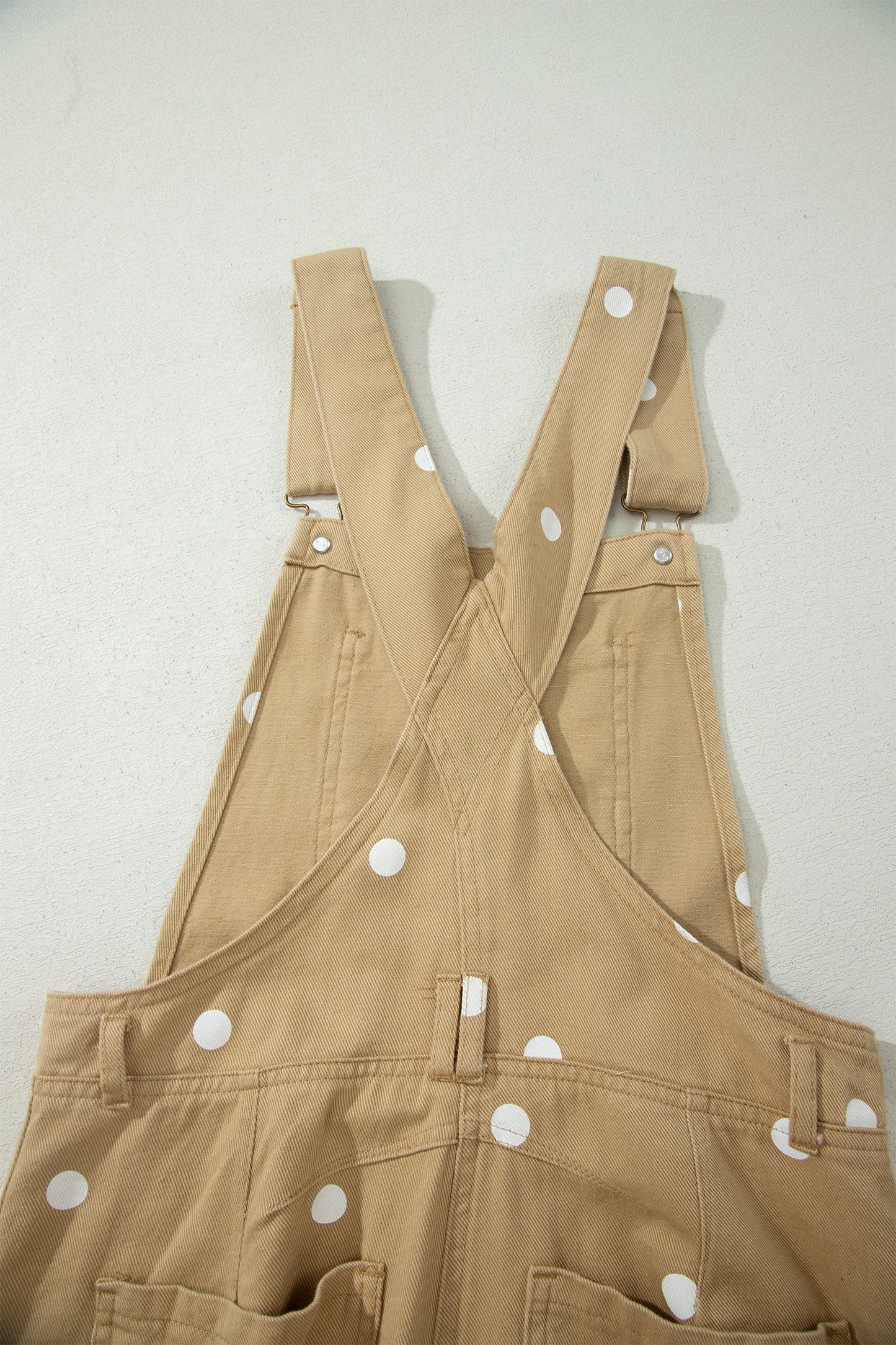 Phalaenopsis Polka Dot Print Bib Pocket Denim Barrel Overalls Jumpsuit