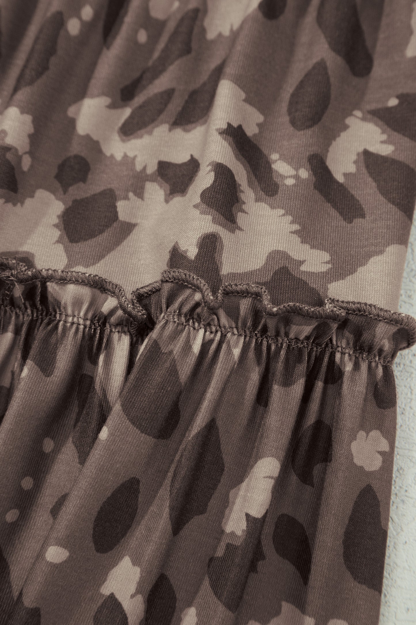 Brown Camo Print Wide Leg Casual Pants