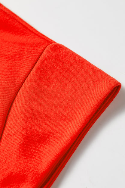 Tomato Red Half Zip Polo Tee Elastic Waist Romper