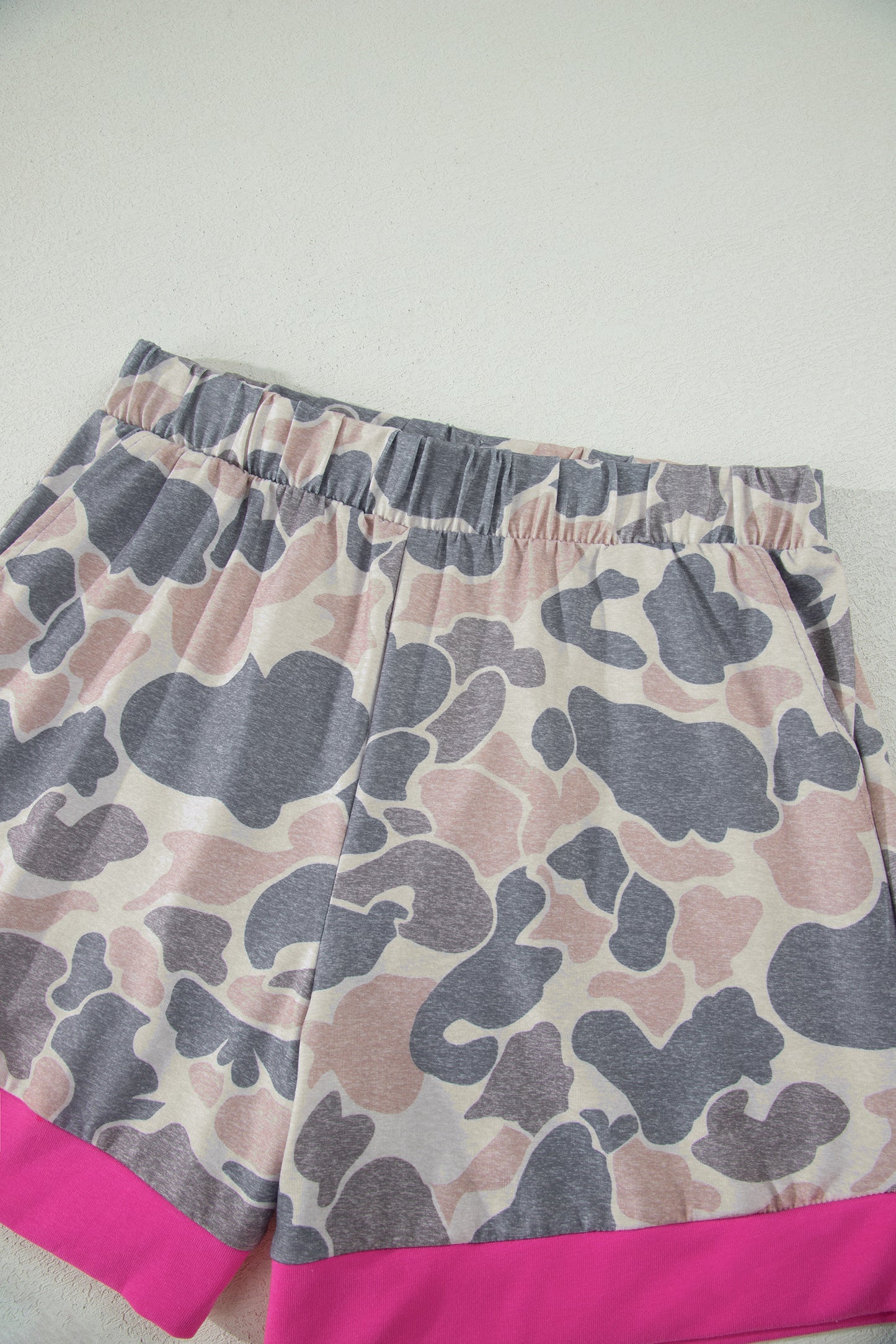 Multicolour Camouflage Contrast Trim Loose Tank Shorts Set