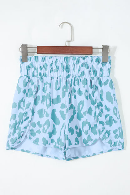 Beau Blue Leopard High Waisted Athletic Shorts