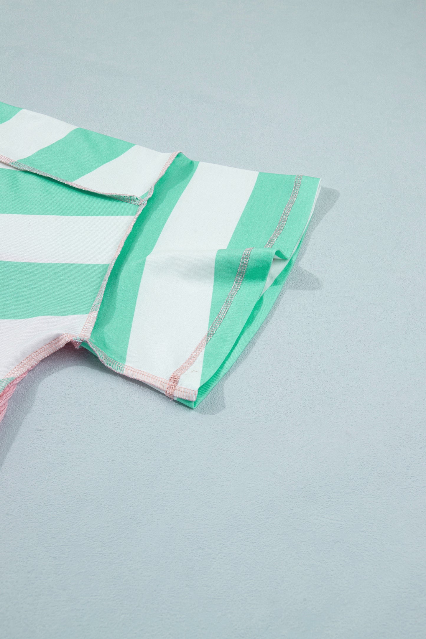 Green Stripe Exposed Seam Ribbed Patchwork Oversized Tee