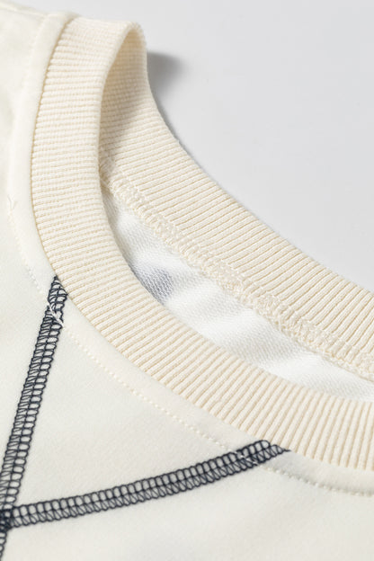 Beige Polka Dot Print Crossed Seam Detail Oversize Tee