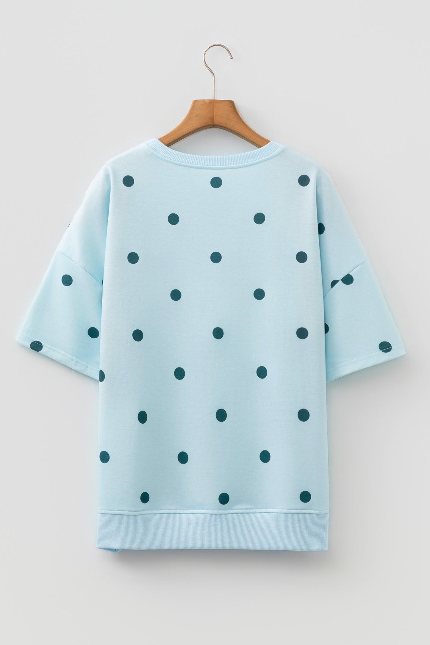 Beige Polka Dot Print Crossed Seam Detail Oversize Tee