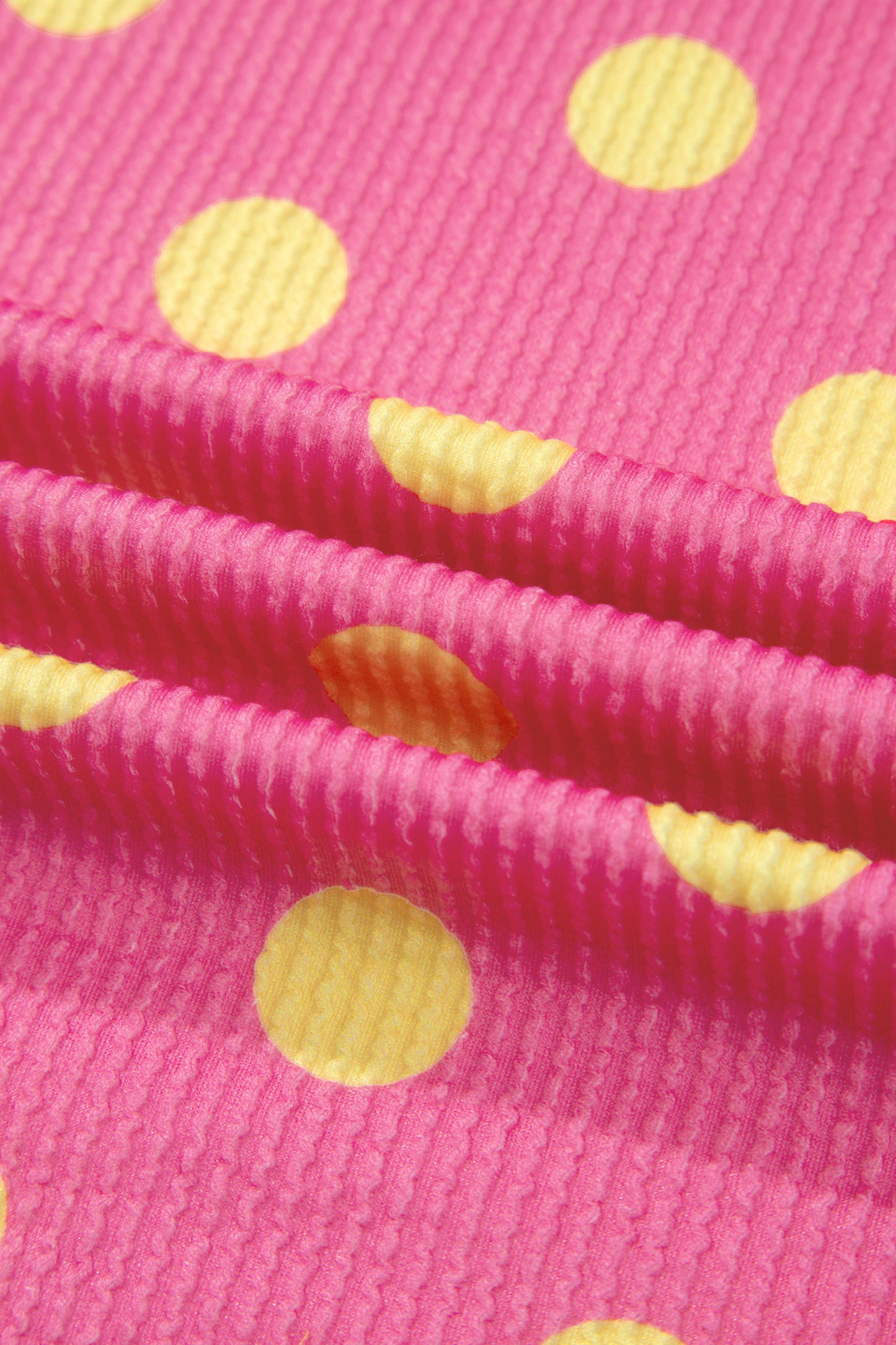 Pink Twisted Rib Polka Dot Print Plus Size T Shirt