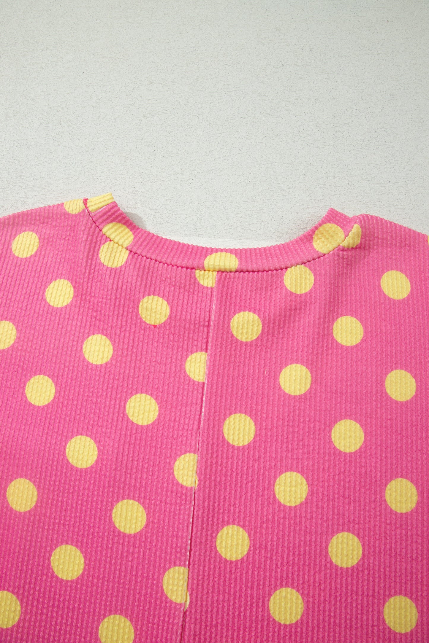 Pink Twisted Rib Polka Dot Print Plus Size T Shirt