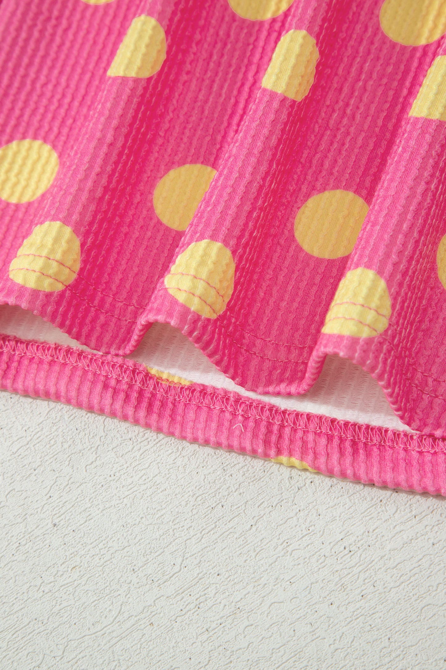 Pink Twisted Rib Polka Dot Print Plus Size T Shirt