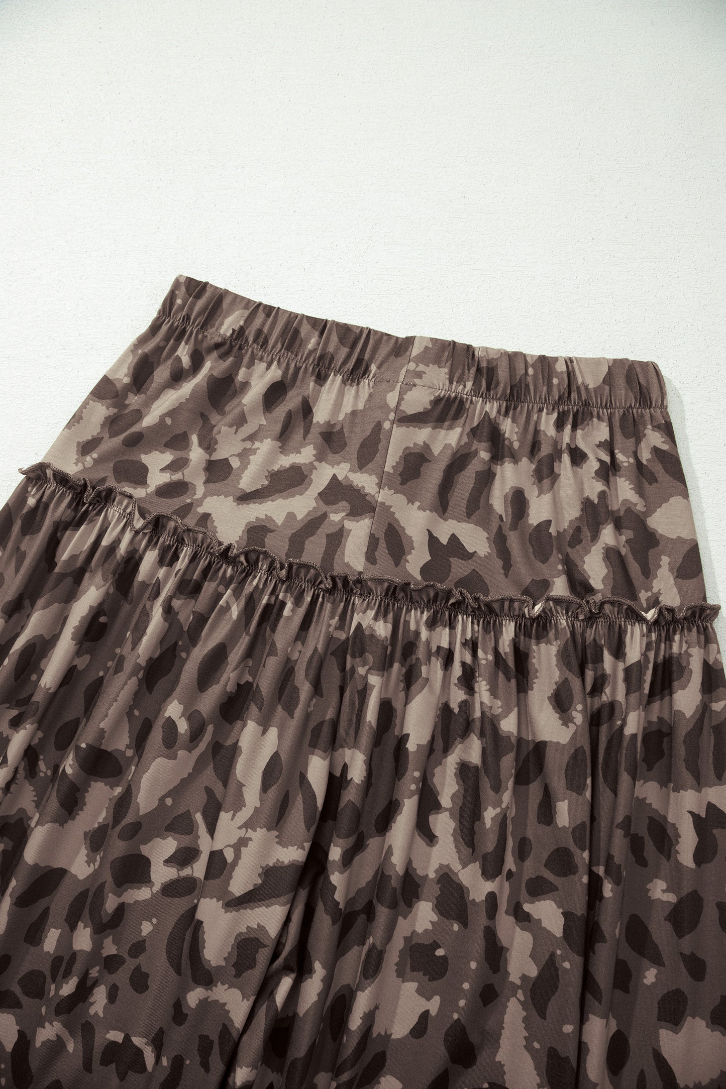 Brown Camo Print Wide Leg Casual Pants