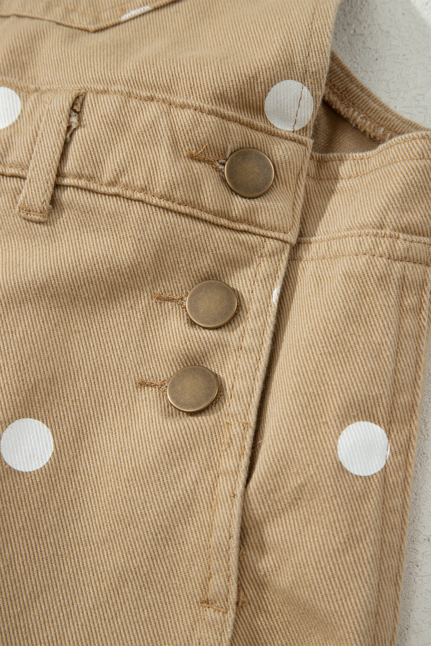 Phalaenopsis Polka Dot Print Bib Pocket Denim Barrel Overalls Jumpsuit