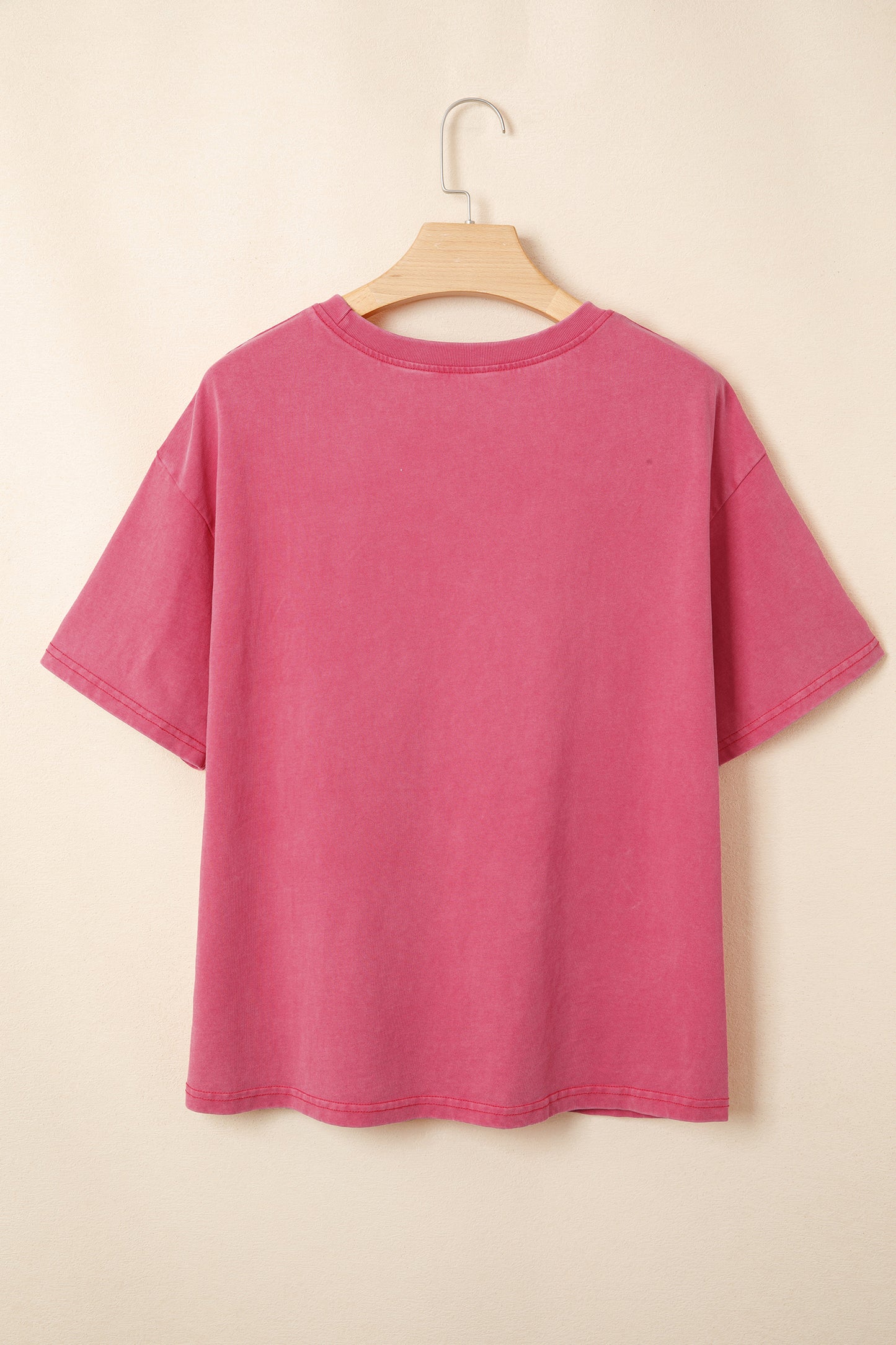 Red Independence Day Star Printed Mineral Wash T Shirt