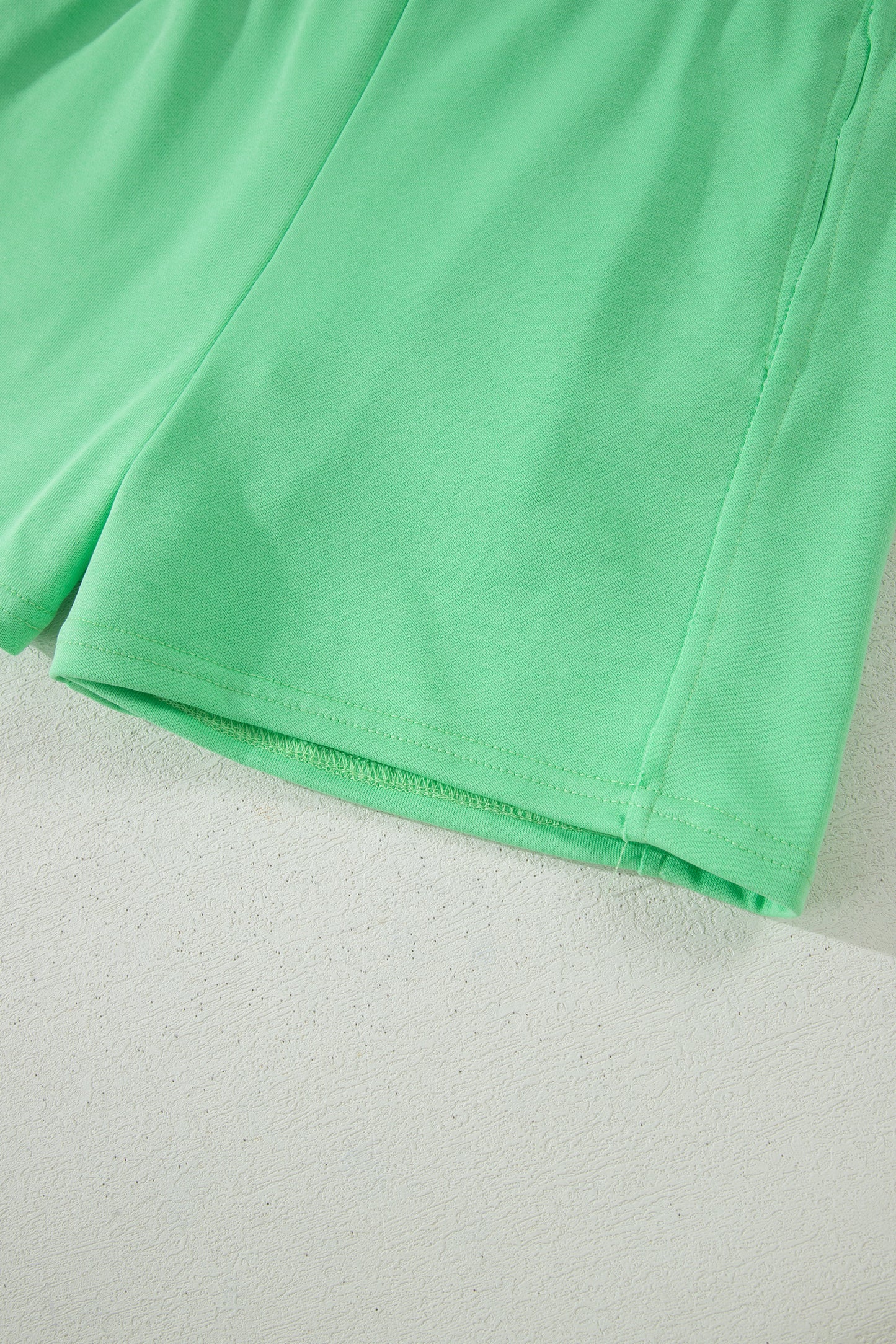 Green Slim Tank Top Elastic High Waist Shorts 2pcs Outfit